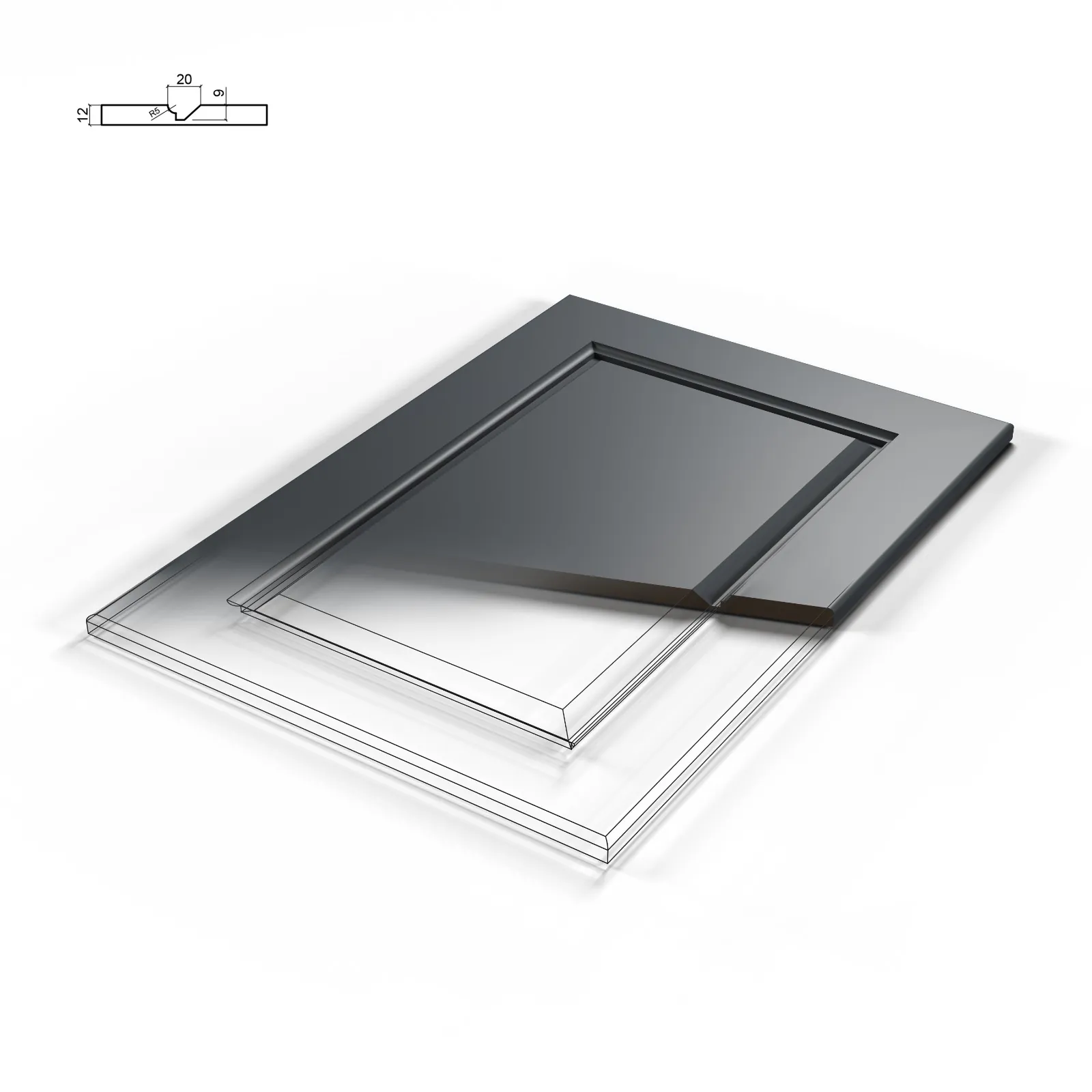 Cottage recessed-panel milling design for steel and pivot security doors
