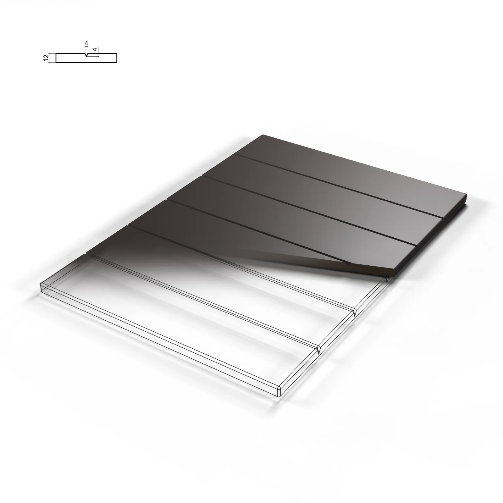 V-groove milling design for steel and pivot security doors